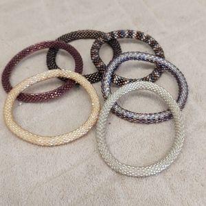6 handmade Sashkaco fall colored beaded bracelets
